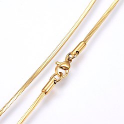 Golden 304 Stainless Steel Snake Chain Necklaces, with Lobster Claw Clasps, Golden, 17.7 inch(45cm), 1.5mm