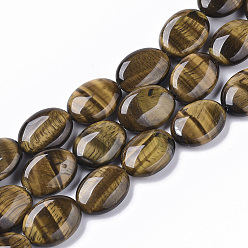 Tiger Eye Natural Tiger Eye Beads Strands, Oval, 18x13.5x6~7mm, Hole: 1.2mm, about  20~22pcs/Strand, 15.55 inch(39.5 cm)