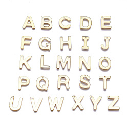 Letter A~Z 304 Stainless Steel Charms, Alphabet, Golden, Letter A~Z, 11x6~12x0.8mm, Hole: 1mm, 26pcs/set