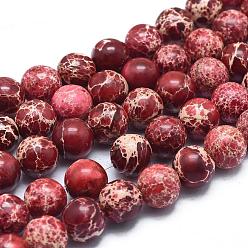 Rouge Violet Pâle Brins de perles de jaspe impérial naturel, teint, ronde, rouge violet pâle, 8mm, Trou: 1mm, Environ 49 pcs/chapelet, 15.7 pouce