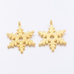 Golden Christmas Snowflake Tibetan Style Alloy Pendants, Cadmium Free & Nickel Free & Lead Free, Golden, 23x17.5mm, Hole: 1.5mm