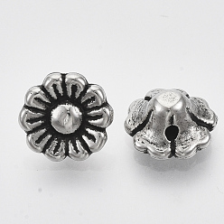 Antique Silver CCB Plastic Beads, Flower, Antique Silver, 12.5x7mm, Hole: 1.6mm, about 1240pcs/500g