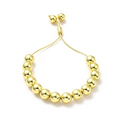 Plaqué 18K Or Véritable Bracelets coulissants à perles rondes en laiton plaqué en rack pour femmes, plaqué longue durée, sans nickel et sans plomb, réel 18 k plaqué or, 0.1 cm, diamètre intérieur: 1-1/8~2-3/4 pouce (3~7 cm)