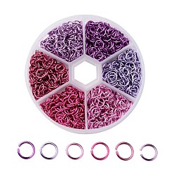(52) Непрозрачная лаванда Цветы 6 алюминиевая проволока открыты кольца прыжок, разноцветные, 20 датчик, 6x0.8 мм, внутренний диаметр: 4.4 мм, около 180 шт. / цвет, 1080 шт / коробка