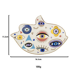 Разноцветный Фарфоровая ювелирная тарелка, лоток для хранения колец, , серьга, птица со сглазом, красочный, 115x163 мм