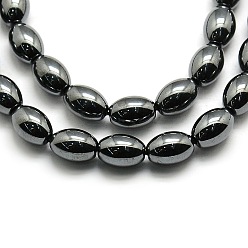 Non-magnetic Hematite Non-magnetic Synthetic Hematite Oval Beads Strands, Grade AA, 11x8mm, Hole: 0.8mm, about 30pcs/strand, 16 inch