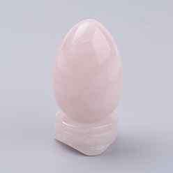 Rose Quartz Natural Rose Quartz Display Decorations, with Base, Egg Shape Stone, 56mm, Egg: 47x30mm