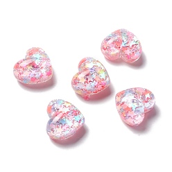 Pink Cabochons en résine, cœur, rose, 16x18.5x10mm