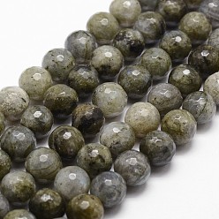 Labradorite Natural Labradorite Beads Strands, Faceted, Round, Dark Khaki, 12mm, Hole: 1.5mm, about 31pcs/strand, 14.9 inch~15.1 inch