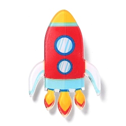 Red Rocket Acrylic Safety Brooch, Universe Space Lapel Pin for Backpack Clothes, Red, 47x31x2mm