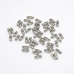 Stainless Steel Color 304 Stainless Steel Ball Chain Connectors, Size: about 3.5mm wide, 9mm long, Fit for 2.5mm ball chain, hole: 1mm