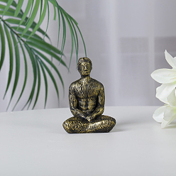 Café Statue de prière homme de yoga en résine, fengshui méditation sculpture décoration de la maison, café, 36x60x80mm