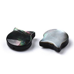 Black Lip Shell Natural Black Lip Shell Beads, Cat Head, 10x10x3.5mm, Hole: 0.9mm