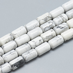 Howlita Hebras de perlas naturales Howlite, columna, 10~11x6 mm, agujero: 1 mm, sobre 40 unidades / cadena, 15.7 pulgada