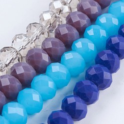 Mixed Color Glass Beads Strands, Mixed Style, Faceted, Rondelle, Mixed Color, 8x6mm, Hole: 1~1.5mm, about 70~72pcs/strand, 16.9~17.3 inch(43~44cm)