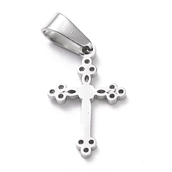 Stainless Steel Color 304 Stainless Steel Pendants, Laser Cut, Cross, Stainless Steel Color, 20x13x1.5mm, Hole: 3.5x7mm
