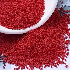(DB0753) Rojo opaco mate Cuentas de miyuki delica, cilindro, granos de la semilla japonés, 11/0, (db 0753) rojo opaco mate, 1.3x1.6 mm, agujero: 0.8 mm, sobre 10000 unidades / bolsa, 50 g / bolsa