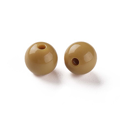 Verge D'or Foncé Perles acryliques opaques, ronde, verge d'or noir, 10x9mm, Trou: 2mm, environ940 pcs / 500 g