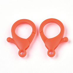 Rouge Orange Fermoirs à pince de homard en plastique, rouge-orange, 35x24.5x6mm, Trou: 3mm