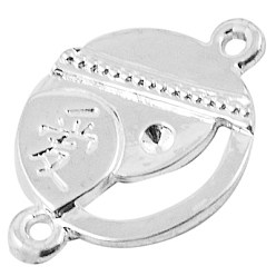 Silver Tibetan Style Alloy Toggle Clasps, Lead Free and Cadmium Free, Silver, Round: 19.5x16mm, Bar: 21mm, Hole: 1.5mm
