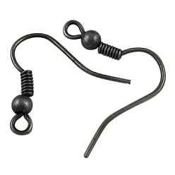 Черный Цвет Металла Латунные крючки для сережек, провод уха, с горизонтальной петлей, металлический черный , 17~19x16~18x0.8 мм, 20 датчик, отверстие : 2 мм
