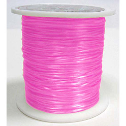 Fucsia Cuerda de cristal elástica plana, hilo de cuentas elástico, para hacer la pulsera elástica, teñido, fucsia, 0.8 mm, aproximadamente 65.61 yardas (60 m) / rollo