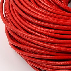 Красный Кожаный шнур бисером, натуральной кожи, DIY ожерелье делая материал, красные, 3 мм, около 109.36 ярдов (100 м) / пачка
