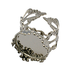 Платина Манжеты латунные кольца кабошон настройки, филигранной компоненты кольца, платина, лоток : 15 мм, 18 мм
