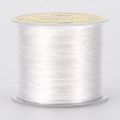 White Japanese Flat Elastic Crystal String, Polyester Thread, for Stretch Bracelets Gemstone Jewelry Making, White, 0.5mm, about 65.6 yards(60m)/roll