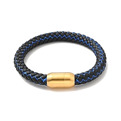Озёрно--синий Браслет с плетеным круглым шнуром из микрофибры и 304 застежкой из нержавеющей стали для мужчин и женщин, Плут синий, 8-1/2 дюйм (21.5 см)