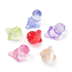 Mixed Color Transparent Plastic Pendants,  Sea Dog Shape Charm, Mixed Color, 33x30.5x40mm, Hole: 3mm