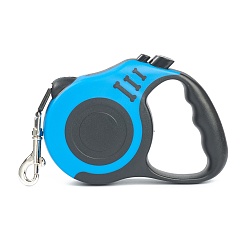 Deep Sky Blue 16.5FT(5M) Strong Nylon Retractable Dog Leash, with Plastic Anti-Slip Handle and Alloy Clasps, for Small Medium Dogs, Deep Sky Blue, 155x104x34mm