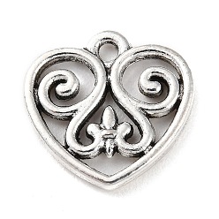 Antique Silver Tibetan Style Alloy Pendants, Heart, Antique Silver, 16x16x2mm, Hole: 1.6mm, about 393pcs/bag