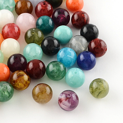 Couleur Mélangete Perles acryliques de pierres précieuses imitation ronde, couleur mixte, 12mm, trou: 2 mm, environ 520 pcs / 500 g
