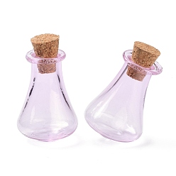 Plum Glass Cork Bottles, Glass Empty Wishing Bottles, DIY Vials for Home Decorations, Plum, 17x27mm