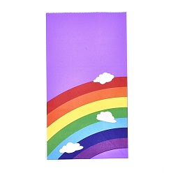 Purple Rainbow Pattern Eco-Friendly Kraft Paper Bags, Gift Bags, Shopping Bags, Rectangle, Purple, 24x13x8cm