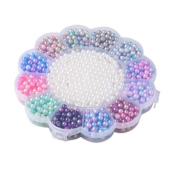 Color mezclado 13 cuentas de perlas de imitación de plástico abs estilo, gradiente de perlas de sirena, rondo, color mezclado, 5.5~6x5.5~6 mm, agujero: 1.6~2 mm, 1320 unidades / caja