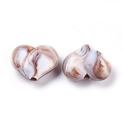 Седло Коричневый Акриловые шарики Gemstone имитация, сердце, седло коричневый, 20x23x8~8.5 мм, Отверстие : 2.5~2.8 мм , около 230 шт / 500 г