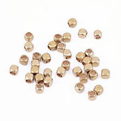 Raw(Unplated) Brass Spacer Beads, Nickel Free, Cube, Raw(Unplated), 2x2mm, Hole: 1.3mm