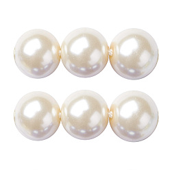 Soie De Maïs Brins de perles rondes en verre teinté écologique, Grade a, cordon en coton fileté, cornsilk, 10mm, Trou: 0.7~1.1mm, Environ 42 pcs/chapelet, 15 pouce