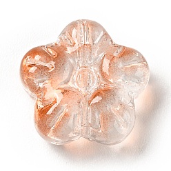 Marrón arenoso Perlas de vidrio transparentes, flor de la flor del ciruelo, arena marrón, 12.5x13x5.5 mm, agujero: 1.2 mm