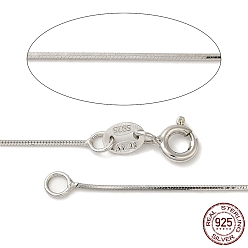 Platinum Rhodium Plated Sterling Silver Snake Chain Necklaces, with Spring Ring Clasps, Platinum, 20 inch, 0.65mm