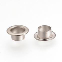 Platinum European Style Iron Eyelet Core, Grommet for Large Hole Beads, Platinum, 8~8.5x3.5mm, Hole: 4.5mm