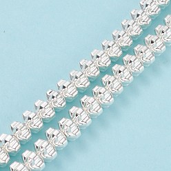 Silver Plated Non-magnetic Synthetic Hematite Beads Strands, Galvanic Plating(Color Retention for 1 Year), Flower, Silver Plated, 5.5x8mm, Hole: 1.2mm, about 73pcs/strand, 15.63 inch(39.7cm)