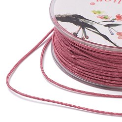 Pale Violet Red Nylon Trim Cord, for Chinese Knot Kumihimo String, Pale Violet Red, 0.5mm, about 40m/roll