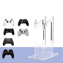 Clear 2-Tier Acrylic Gamepad Holders, Game Controller Stand Storage Organizer, Clear, 14x9x19cm