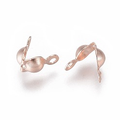 Rose Gold 304 Stainless Steel Bead Tips, Calotte Ends, Clamshell Knot Cover, Rose Gold, 7.5x4x3.5mm, Hole: 1.2mm, Inner Diameter: 3.5mm