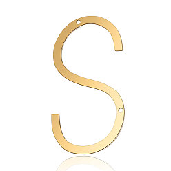 Letter S 201 Stainless Steel Links connectors, Letter, Golden, Letter.S, 37x19.5x1mm, Hole: 1mm