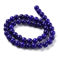 Dark Blue Natural White Jade Beads, Round, Dyed, Dark Blue, 8mm, Hole: 1mm, about 49pcs/strand, 15.16''(38.5cm)