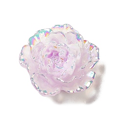 Lila Cabochons de la resina transparente, flor, color de ab chapado, lila, 29~31x29~31x11 mm